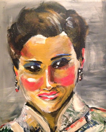 In Acryl auf Leinwand gemaltes Bild mit den Titel Wirkung von Maggie Riet, gemalt im Feburar 2014 mit der Größe 30 mal 30 cm.